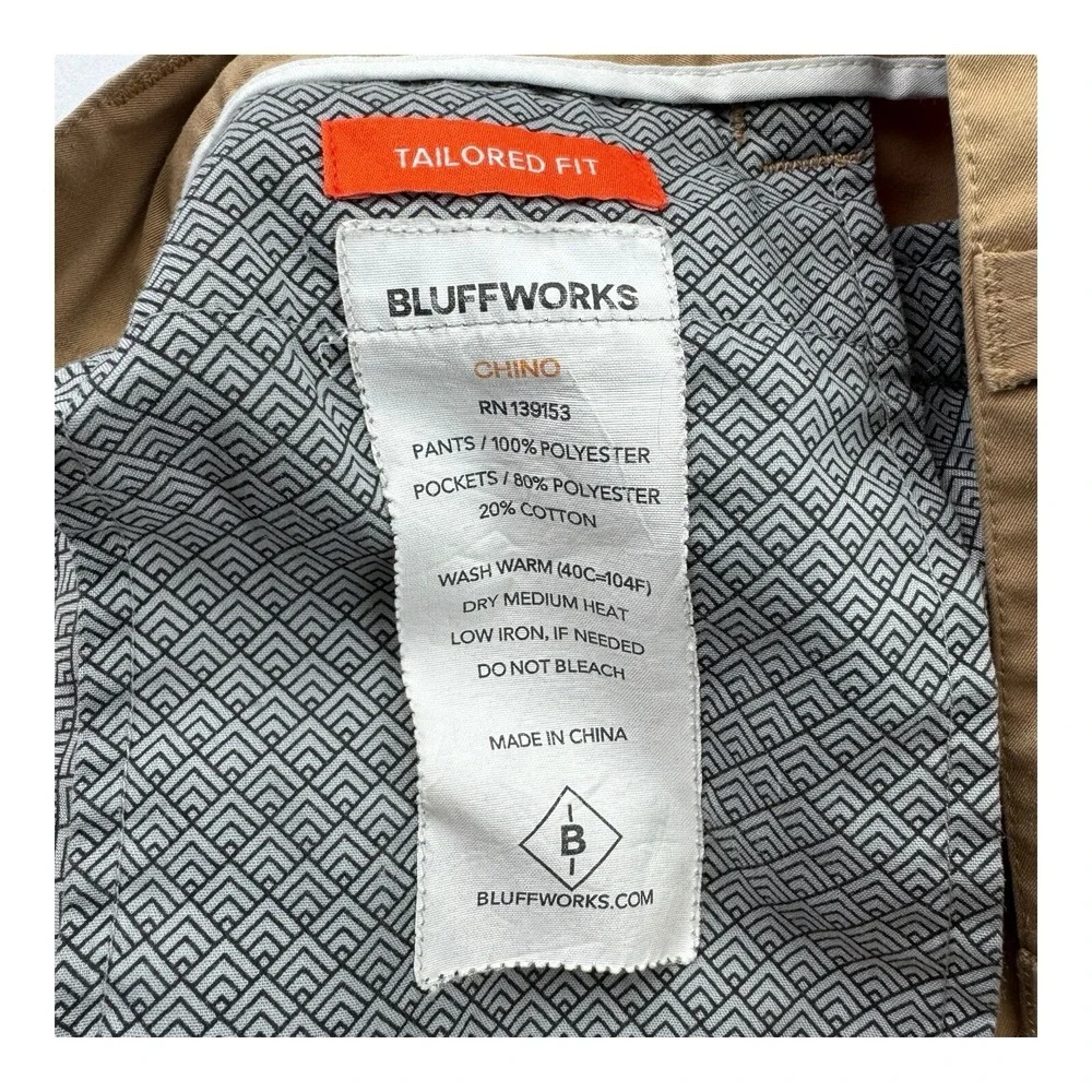 Bluffworks Men's Size 29x32 Khaki Tailored Fit Polyester Chino Pants‎